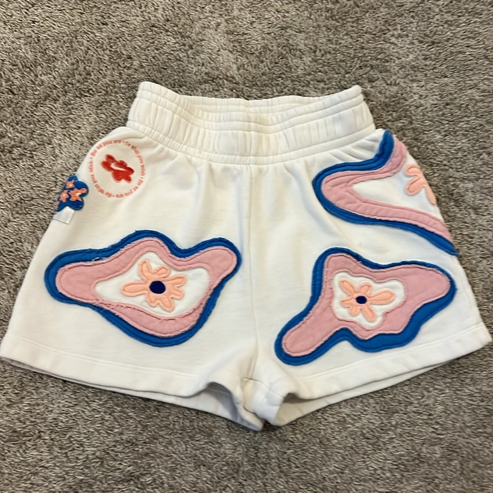 Nike Project U*phoria Embroidered Flower‎ Patch Shorts White Multicolor XS fun - Picture 5 of 15